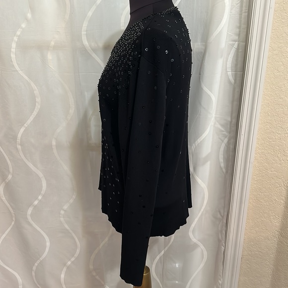 Laura Ashley, Black, V Neck, Sequins Long Sleeve Sweater, Size XL. - Picture 3 of 5